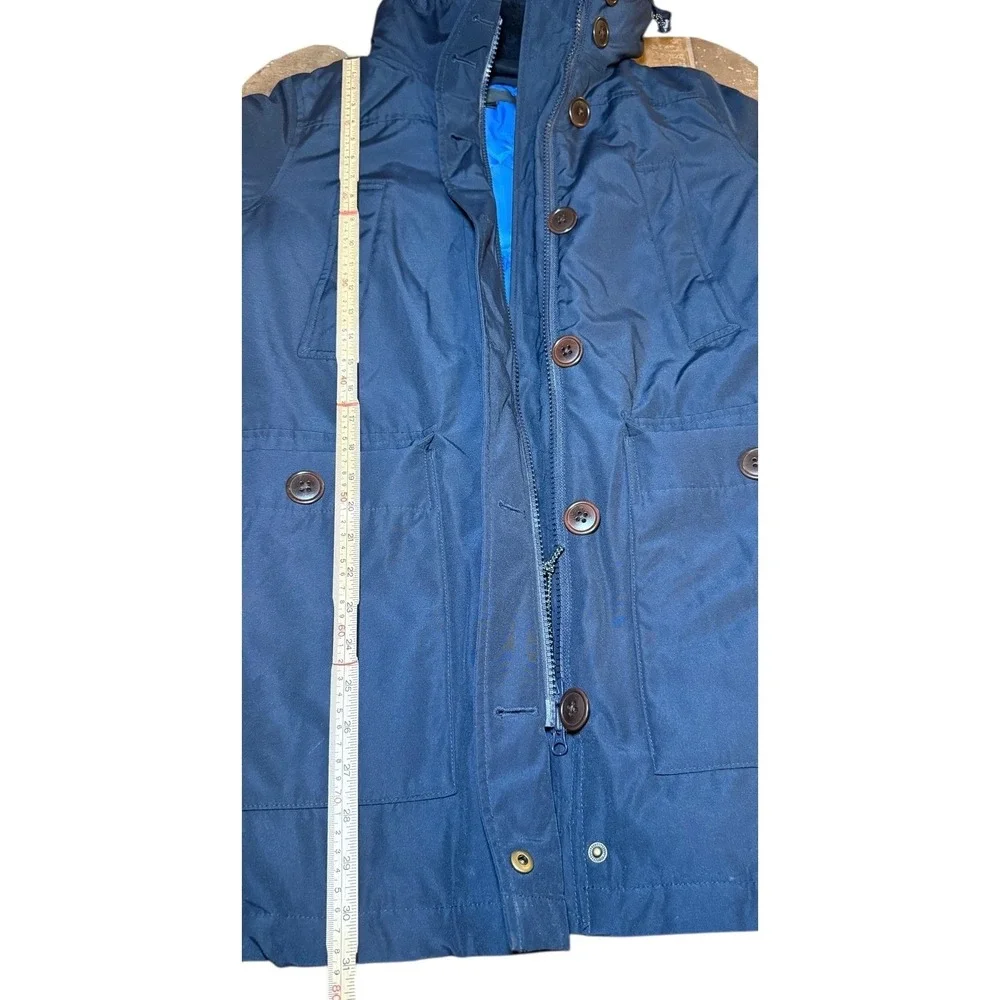 J Crew Nordic Down‎ Parka Navy Blue Hood Sherpa Lined Full Zip Mens S Thinsulate